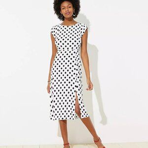 NWT LOFT Black and white polka dot dress, Size 8